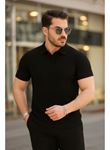 Erkek Kısa Kollu Yakalı çizgi Desenli Triko Bluz