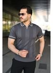 Erkek Dokulu Desen Yakalı Kısa Kollu Tişört