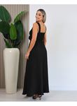 Kadın Askılı Derin V Yakalı Yırtmaçlı Uzun Elbise