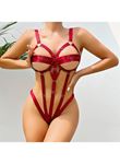 Fantezi Lastik Body Harness Bordo