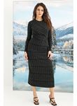 Desenli Uzun Kollu Elbise