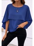 Kadın Kısa Kollu Yuvarlak Yakalı Geniş Kesimli Yarasa Kollu Sandy Bluz