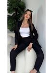 Kadın Atlas Kumaş Ceket Pantolon Takım