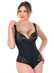 Siyah MI Emay 2947 Dantelli Agraflı Body Korse