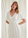 Dantelli Önü Düğmeli Hamile Lohusa Gecelik