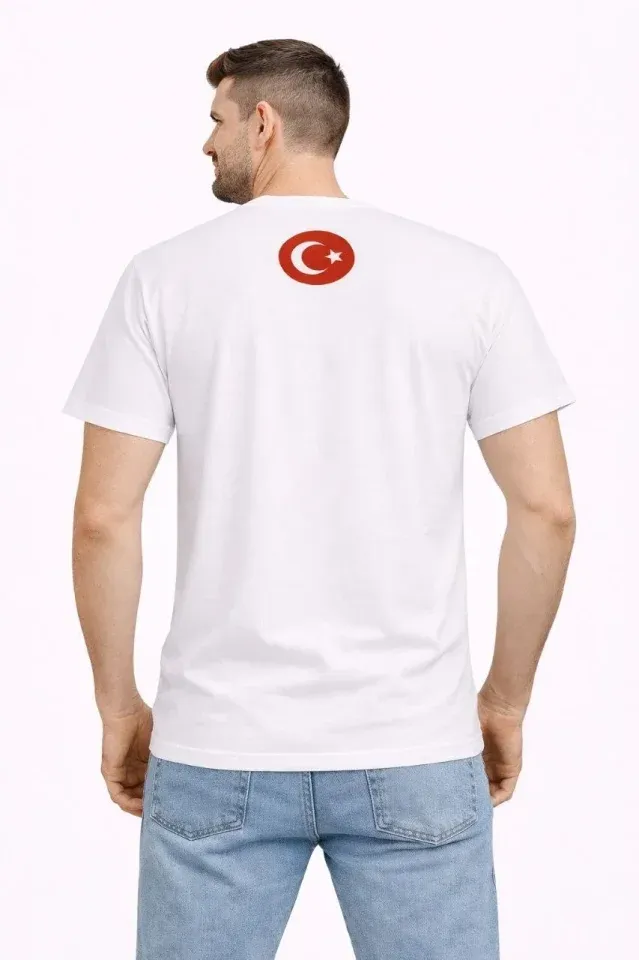 Erkek TÜRKİYE Baskılı Tişört Ay Yıldız 2026 Dünya Kupası Taraftar Forma T-Shirt - Beyaz