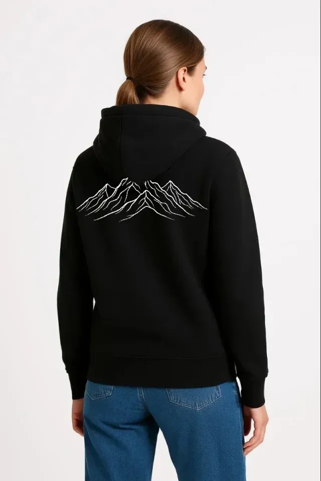 Nihilist Penguen Özel Tasarım Oversize Kapüşonlu Sweatshirt - Siyah