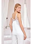 Dantelli ve Dekolteli Saten Pijama Takımı