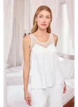 Dantelli ve Dekolteli Saten Pijama Takımı