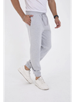 Unisex Kışlık Üç İplik Lastikli Eşofman Pantolon - Gri