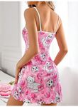 Pembe Kedi Desenli Fantezi Gecelik