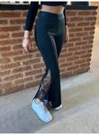 Kadın Dantel Eklemeli Ispanyol Paça Scuba Tayt Pantalon