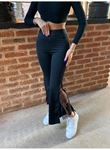 Kadın Dantel Eklemeli Ispanyol Paça Scuba Tayt Pantalon