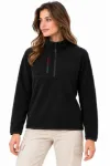 Polar Dik Yaka Yarım Fermuarlı Fermuarlı Göğüs Cepli Regular Fit Kışlık Sweatshirt - Siyah