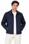 Erkek Su İtici Rüzgar Keser Astarlı Tam Fermuarlı 4 Mevsim Regular Fit Mont Ceket - Lacivert