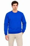Erkek 2Li Bisiklet Yaka İçi Şardonlu 2 İplik Düz Uzun Kollu Regular Fit Sweatshirt - Mavi - Kırmızı