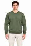Erkek Bisiklet Yaka İçi Şardonlu 2 İplik Düz Uzun Kollu Regular Fit Sweatshirt -Haki