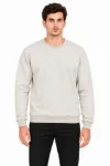 Erkek Bisiklet Yaka İçi Şardonlu 2 İplik Düz Uzun Kollu Regular Fit Sweatshirt - Gri