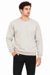 Erkek Bisiklet Yaka İçi Şardonlu 2 İplik Düz Uzun Kollu Regular Fit Sweatshirt - Gri