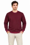 Erkek 3Lü Bisiklet Yaka İçi Şardonlu 2 İplik Düz Uzun Kollu Regular Fit Sweatshirt -Bordo - Gri - Kırmızı
