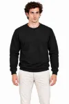 Erkek 2Li Bisiklet Yaka İçi Şardonlu 2 İplik Düz Uzun Kollu Regular Fit Sweatshirt - Siyah - Haki