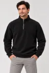 Erkek Polar Dik Yaka Yarım Fermuarlı Uzun Kollu Regular Fit Kışlık Sweatshirt - Siyah