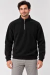 Erkek Polar Dik Yaka Yarım Fermuarlı Uzun Kollu Regular Fit Kışlık Sweatshirt - Siyah