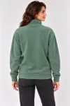 Polar Dik Yaka Yarım Fermuarlı Uzun Kollu Regular Fit Kışlık Sweatshirt - Mint Yeşili
