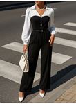 Kadın Uzun Kollu Yakalı önden Düğmeli Kemersiz Gömlek Bluz Ve Pantolon ıkılı Takım