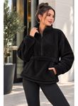 Kadın Yarım Fermuarlı Kanguru Cepli Peluş Wellsoft Sweatshirt