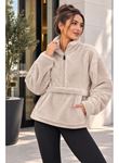 Kadın Yarım Fermuarlı Kanguru Cepli Peluş Wellsoft Sweatshirt