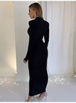 Kadın Uzun Kollu Balıkçı Yakalı Vatkalı Uzun Dalgıç Elbise