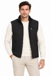 Erkek Dik Yaka İçi Polar Astarlı Dört Cepli Kapitone Yelek - Siyah